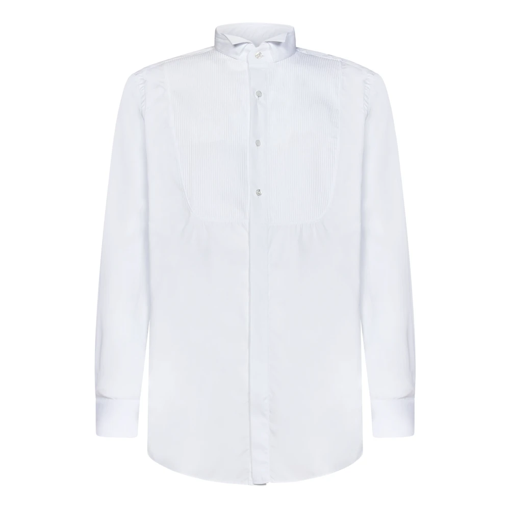 Lardini Wit Katoenen Overhemd met Bloemenknopen White Heren