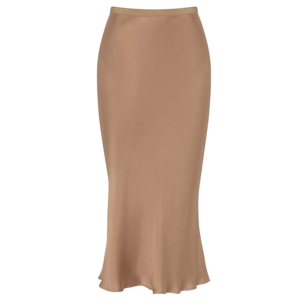 Anine Bing Zijden Charmeuse Midi Rok Sepia Brown Dames