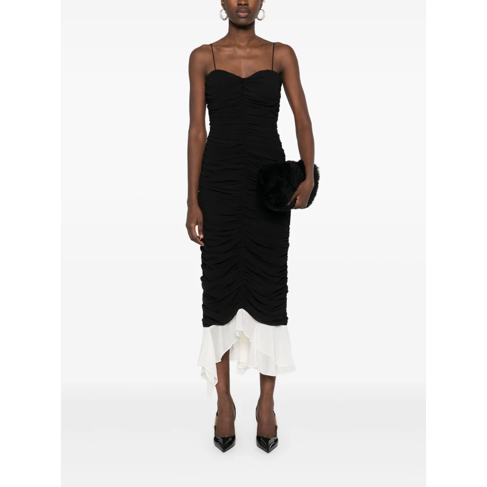 Rotate Birger Christensen Gelaagde Zwarte Midi Jurk Black Dames