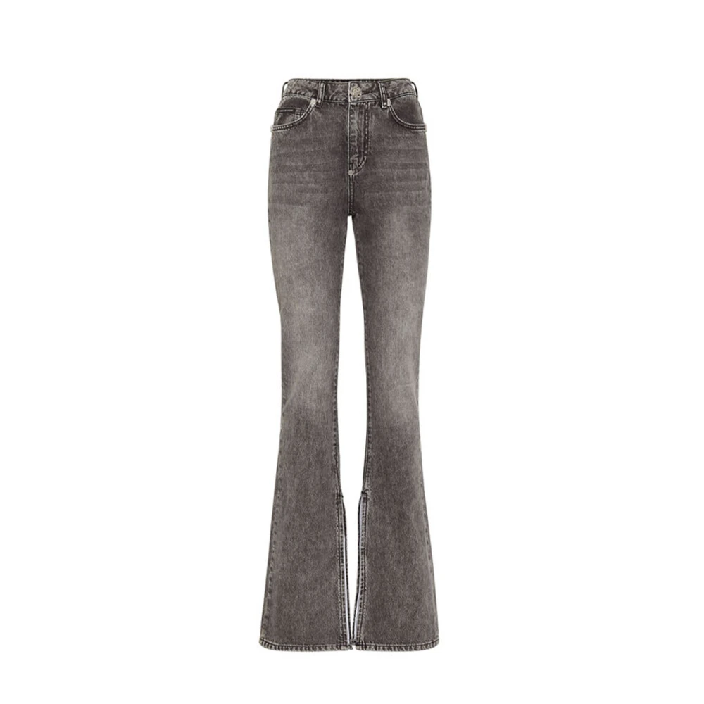 Philipp Plein Women's Gray Flare Jeans, W26, Denim Flaire Fit Trousers Heart