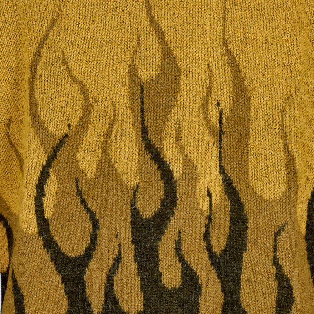Vision OF Super Vlammen Oversize Crew Neck Sweater Green Heren