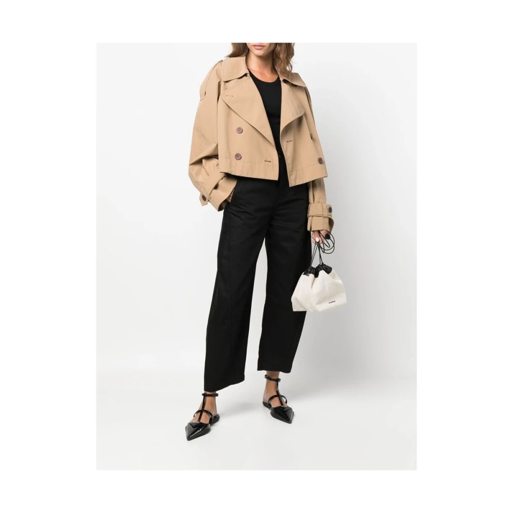 Studio Nicholson Zwarte hoge taille broek met gebogen pijpen Black Dames