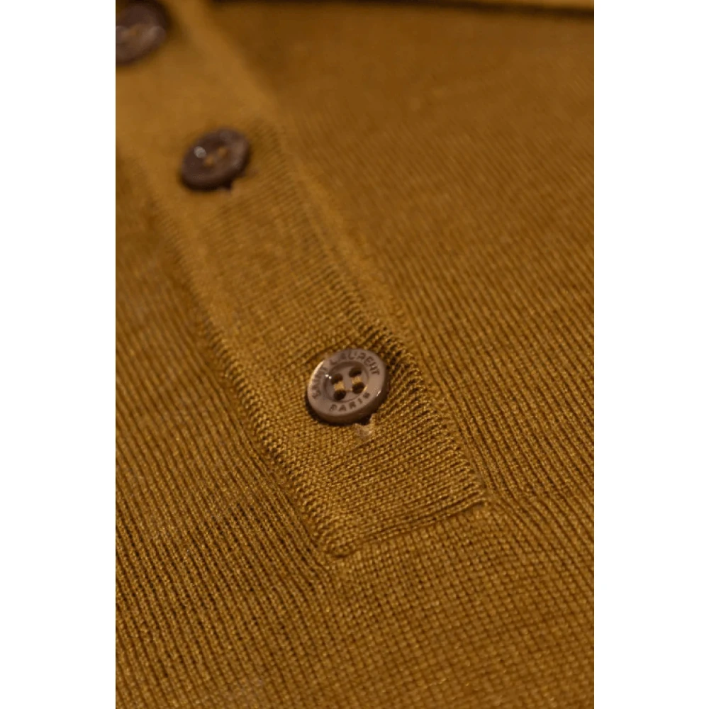 Saint Laurent Bruin Gebreid Poloshirt Brown Dames