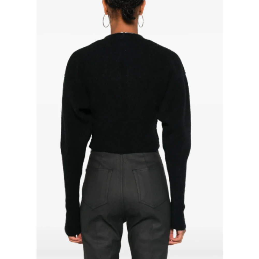 Rick Owens Zwarte Batwing Gebreide Jas Black Dames