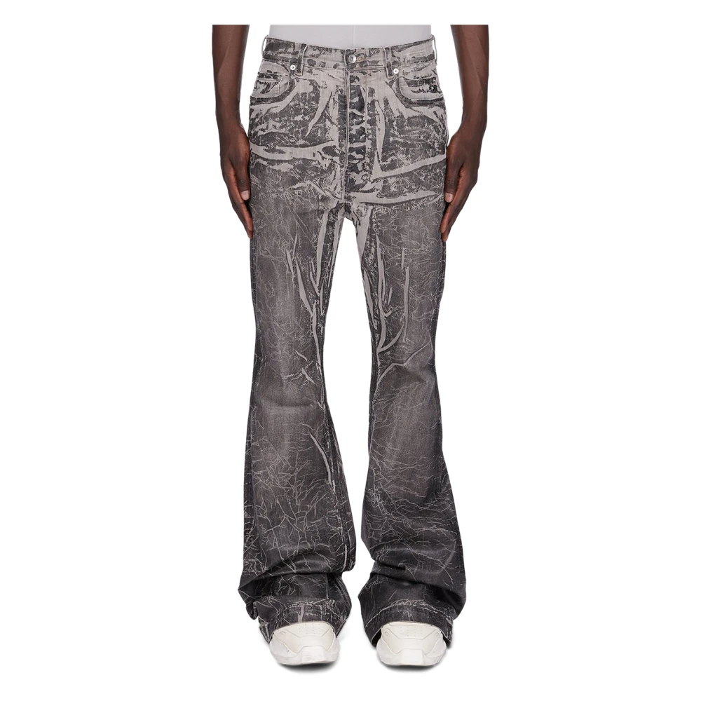 Rick Owens Men's Black Pantaloni In Denim Bolan Bootcut - Flare Jeans - W31 - Jeans