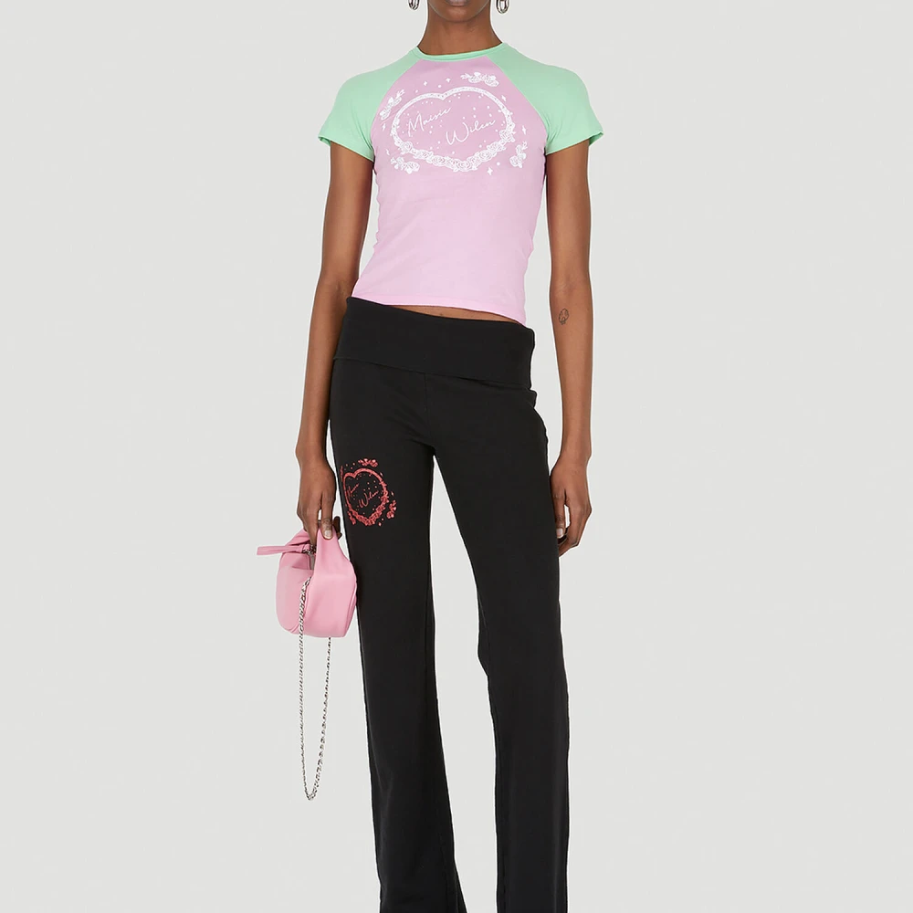 Maisie Wilen Tweekleurig T-shirt met logo print Pink Dames