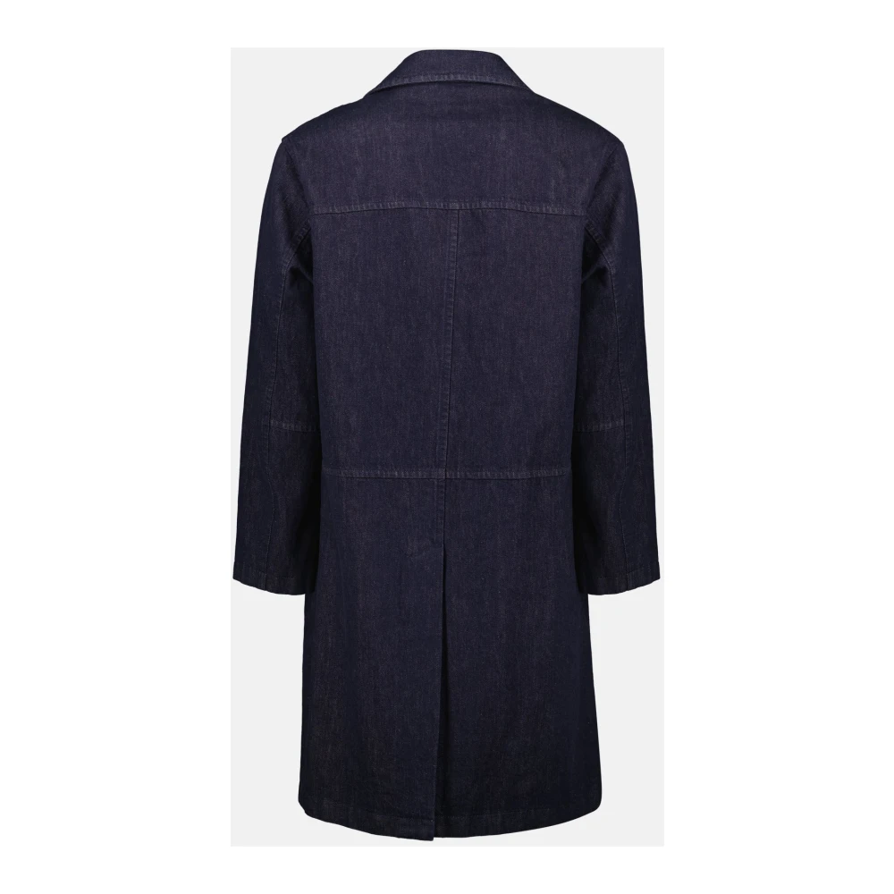 Versace Stijlvolle Ruwe Denim Lange Jas Blue Heren