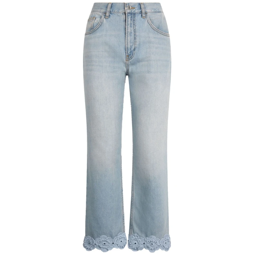 Liu Jo Witte Crochet Trim Broek Blue Dames