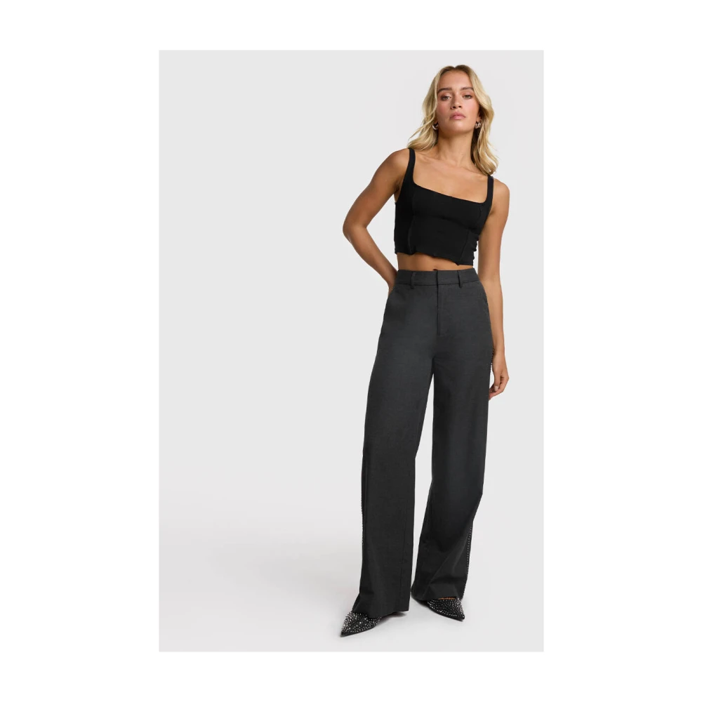 Alix The Label Wijde Dames Geweven Broek Gray Dames
