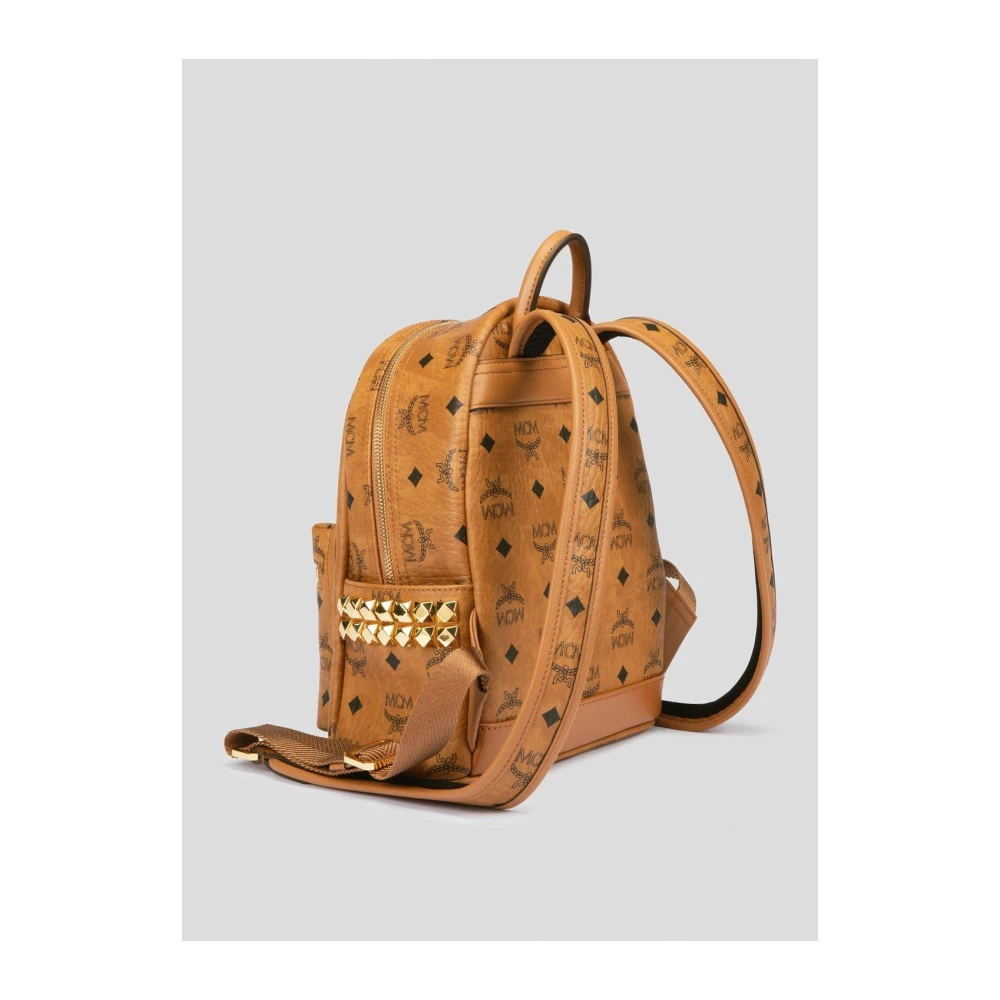 MCM Stark rugzak in Visetos met zijstud Brown Dames