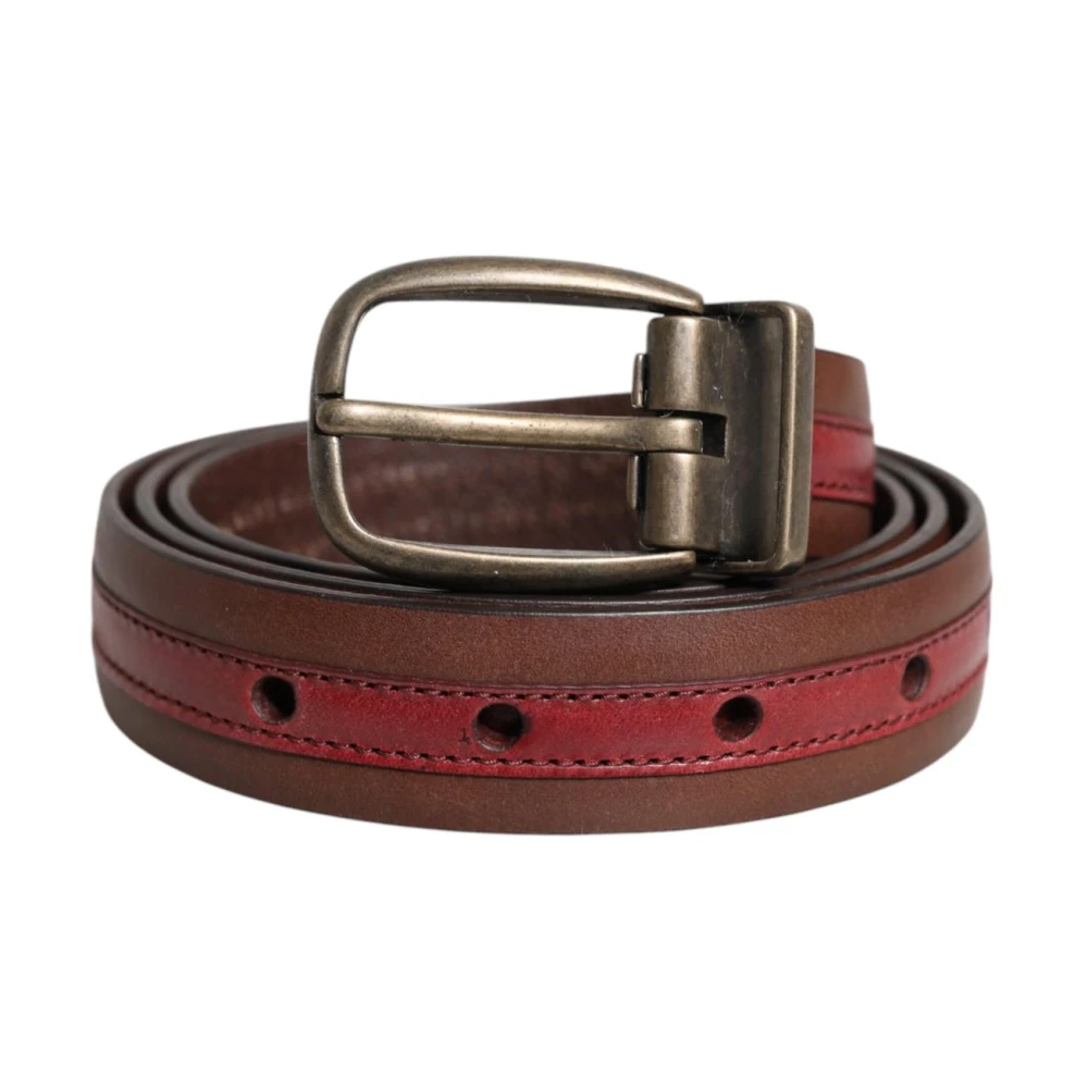 Dolce & Gabbana Uomo Rosso Cintura In Pelle Con Fibbia Logo