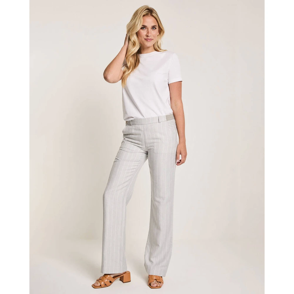 Parami Luxe Pinstripes Elastische Shorts Gray Dames