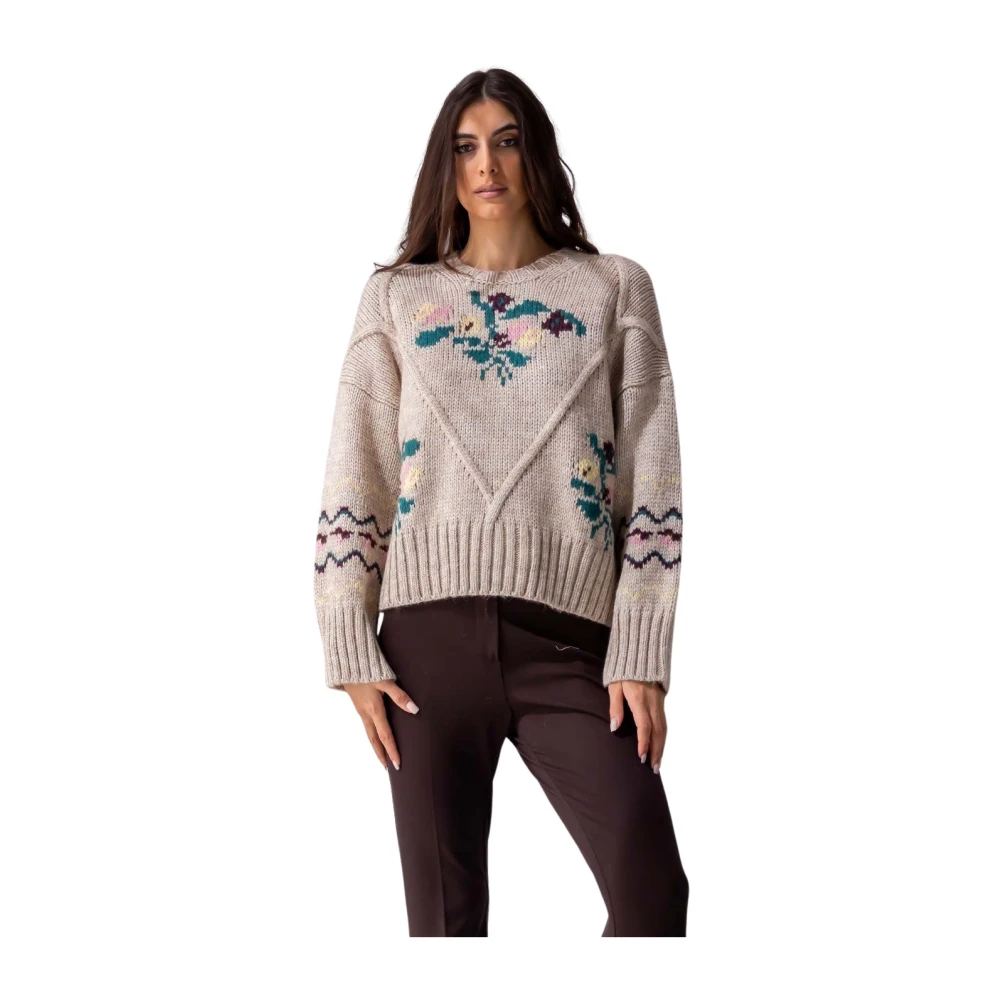 Beatrice .b Jacquard Print Trui in Beige Dames