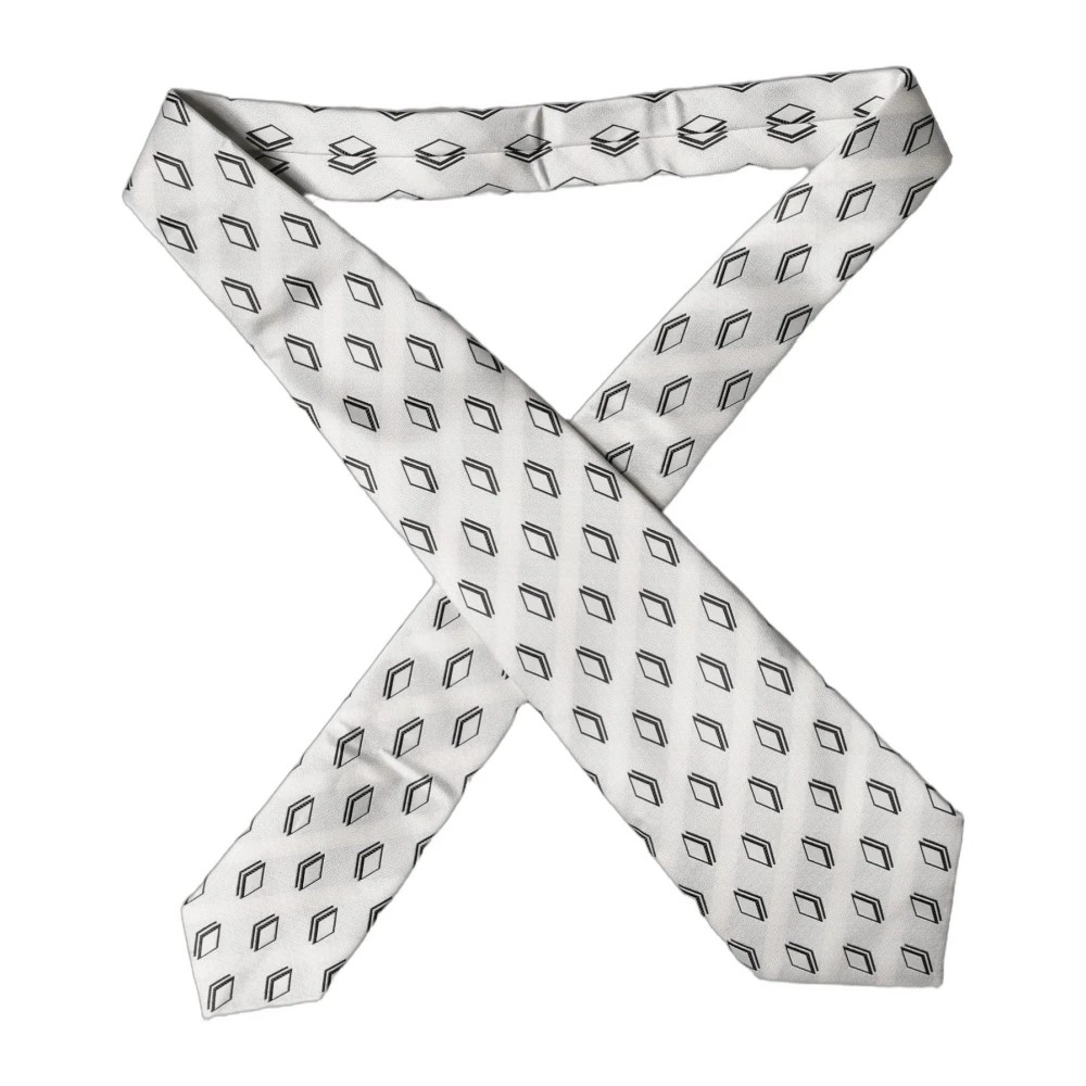 Dolce & Gabbana Women's White Ties, One Size, Patterned Silk Necktie