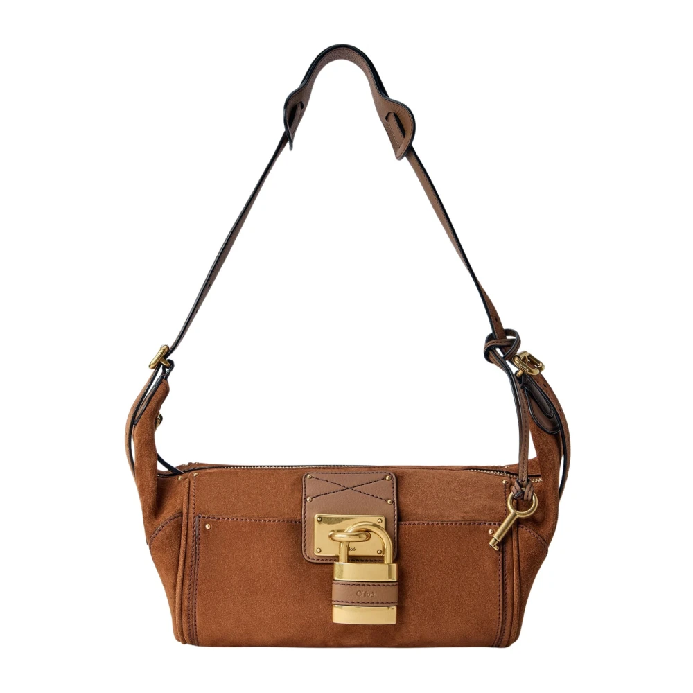 Chloé Brown Shoulder Bags, Female, One Size, Paddington Suede Crossbody Bag