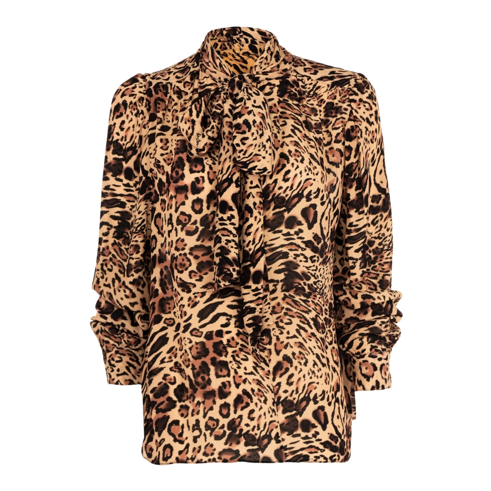 PATRIZIA PEPE Elegante Animalier Bruine Zomerblouse Multicolor Dames