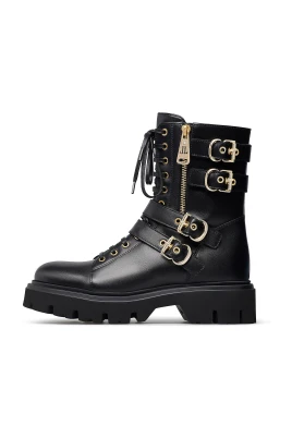 Straped Kalvskinn Combat Ankelboots