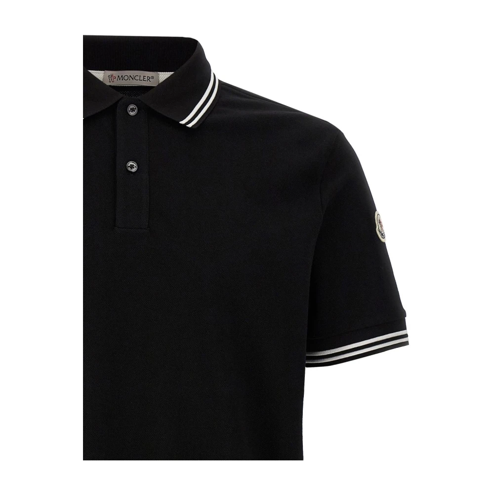 Moncler Zwarte Polo Shirt Korte Mouw Black Heren