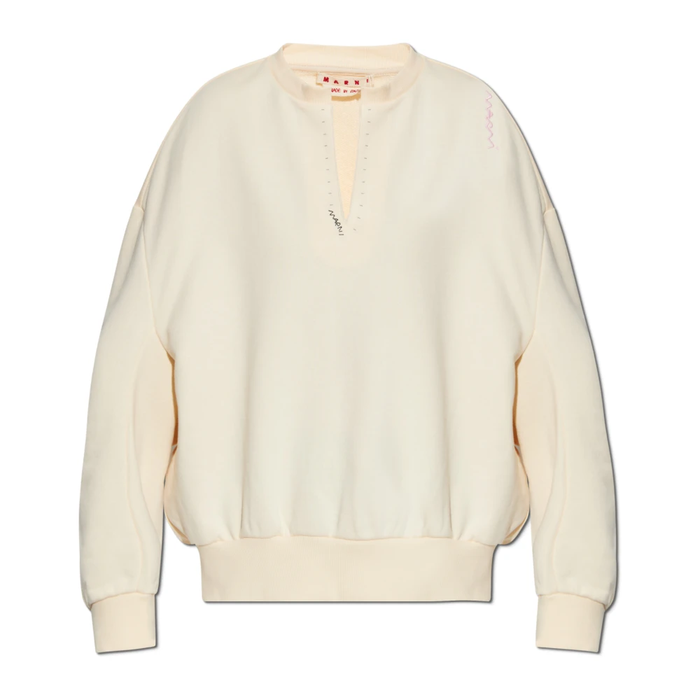 Marni Sweatshirt met logo Beige Dames