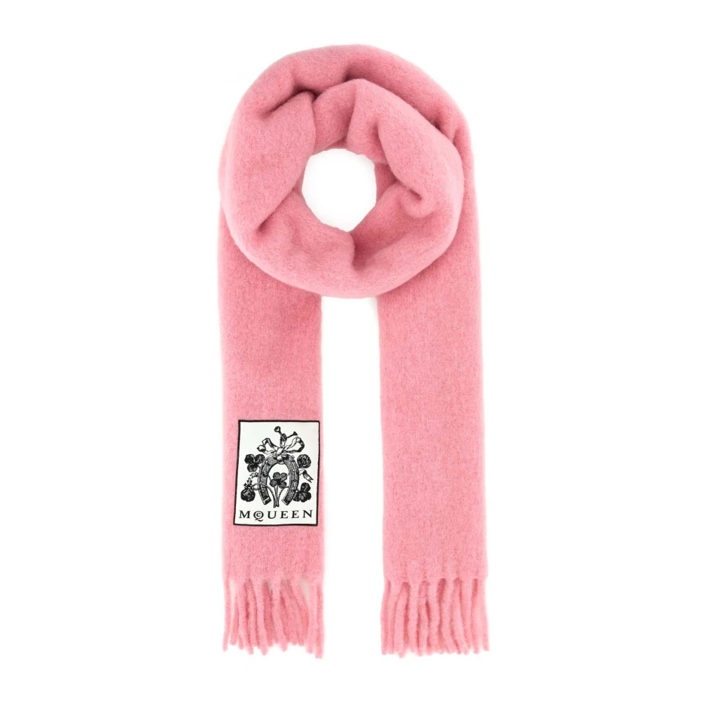 Alexander Mcqueen Pink Winter Scarves, Female, One Size, Alpaca Blend Scarf