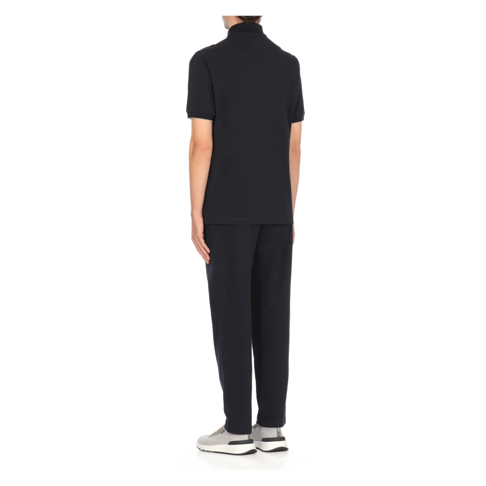 BRUNELLO CUCINELLI Blauw Katoenen Poloshirt met Logo Blue Heren