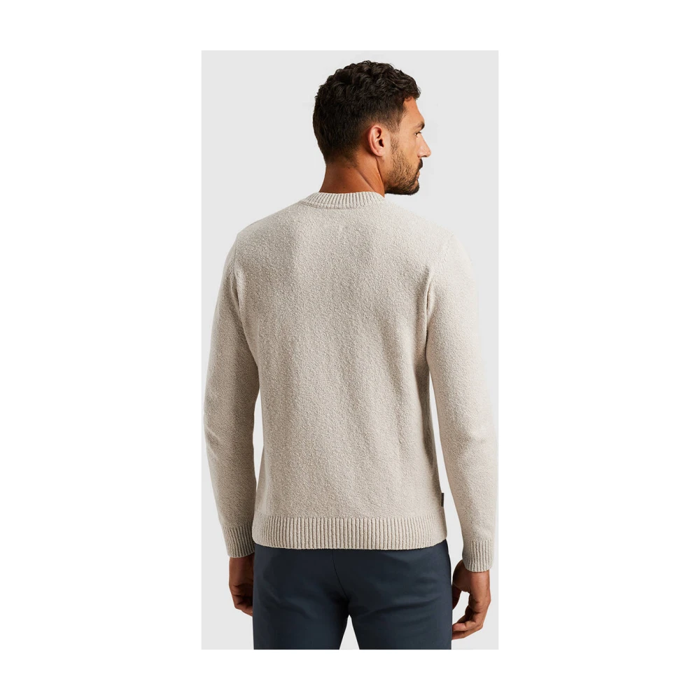 Cast Iron Boucle Katoen V-Hals Pullover Beige Heren