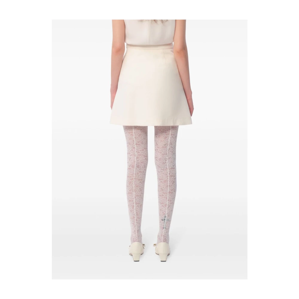 Valentino Ivoor A-lijn Rok met Knoopdetails Beige Dames