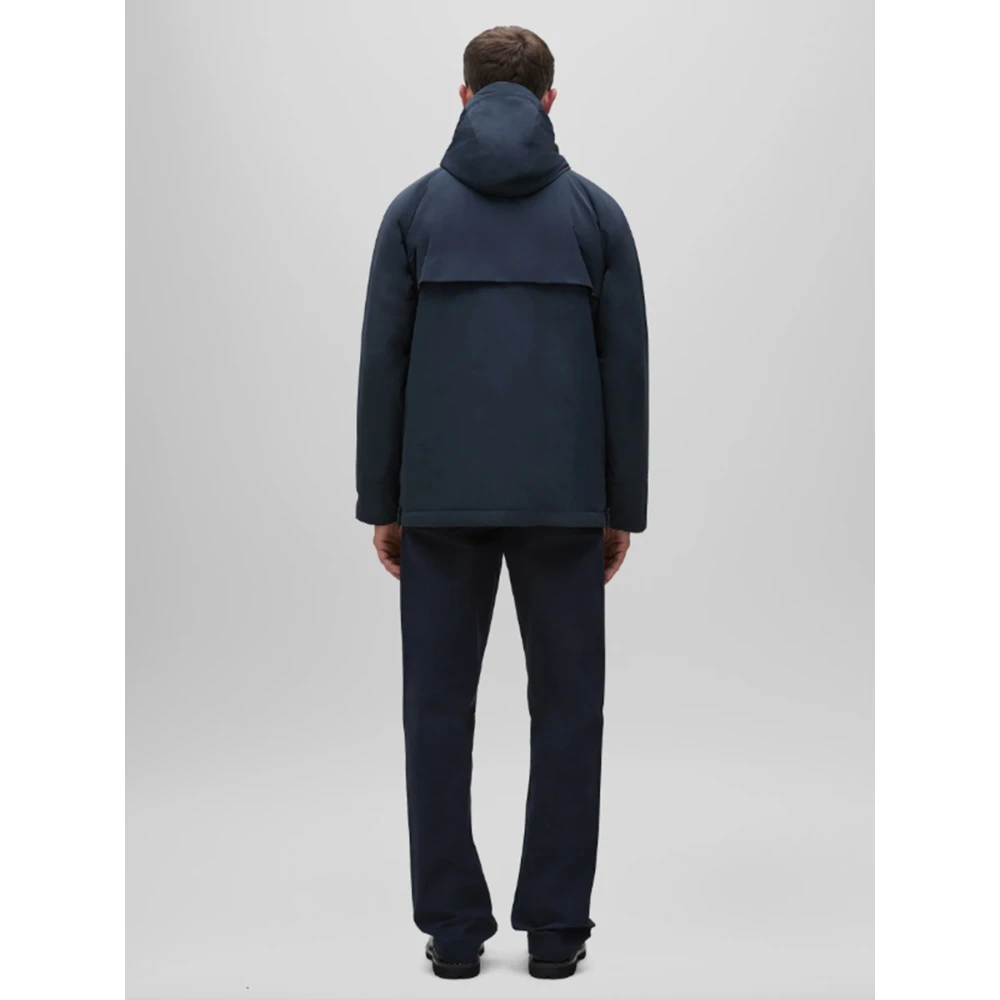 Aspesi Korte Marine Technische Taffeta Parka Blue Heren