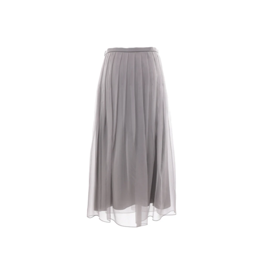 BRUNELLO CUCINELLI Geplooide Grijze Chiffon Rok Gray Dames