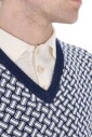 pull-col-v-blanc-melange-coton-lin