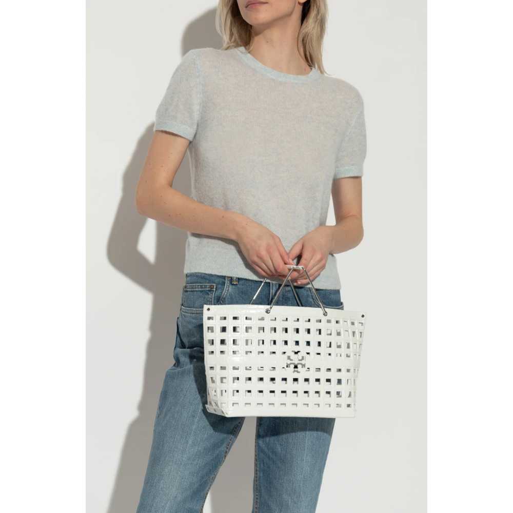 TORY BURCH Leren tas 'Market' White Dames