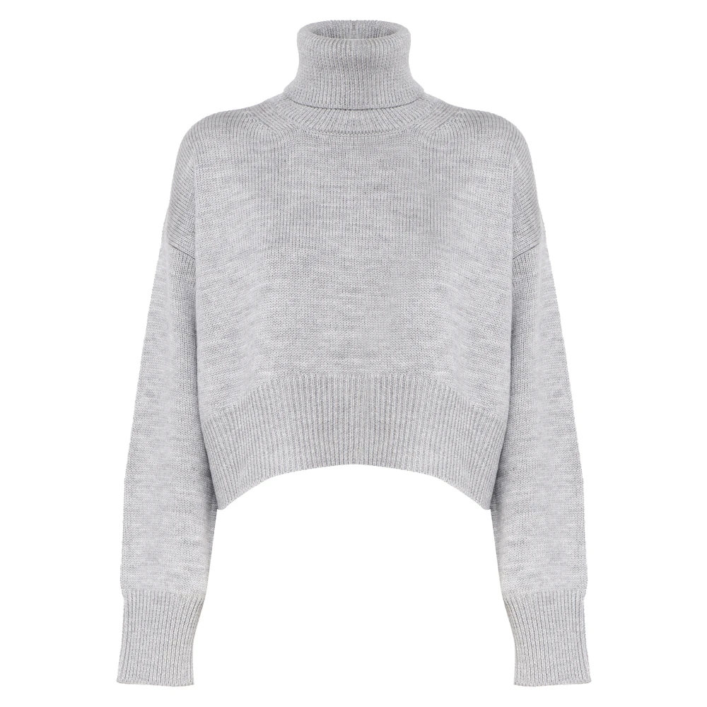 Dondup Grijze Wol Turtleneck Sweater Italië Gray Dames