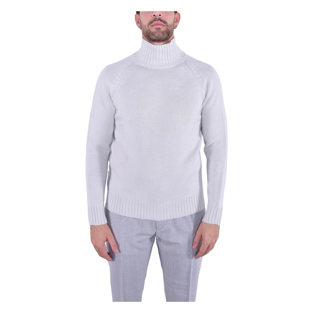 Eleventy Uomo Bianco Maglione Minimal Con Dolcevita In Lana