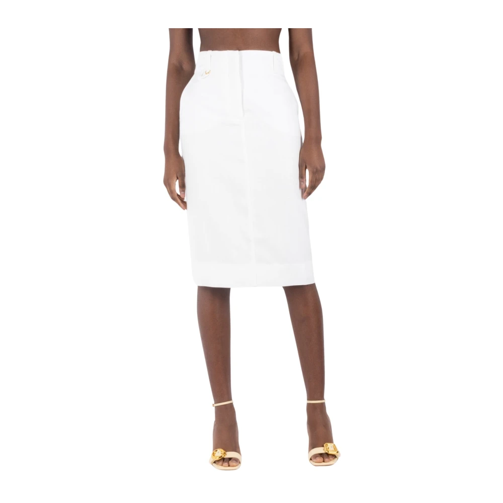 Jacquemus Witte Midi Rok met Cut Out White Dames