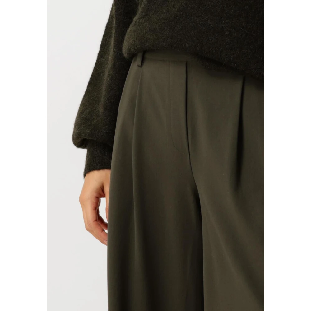 My Essential Wardrobe Wijde broek in donkergroen Green Dames