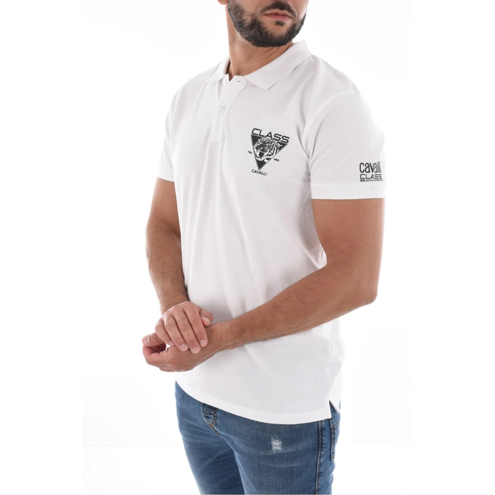 Cavalli Class Klassieke Polo Shirt Wit Katoen White Heren