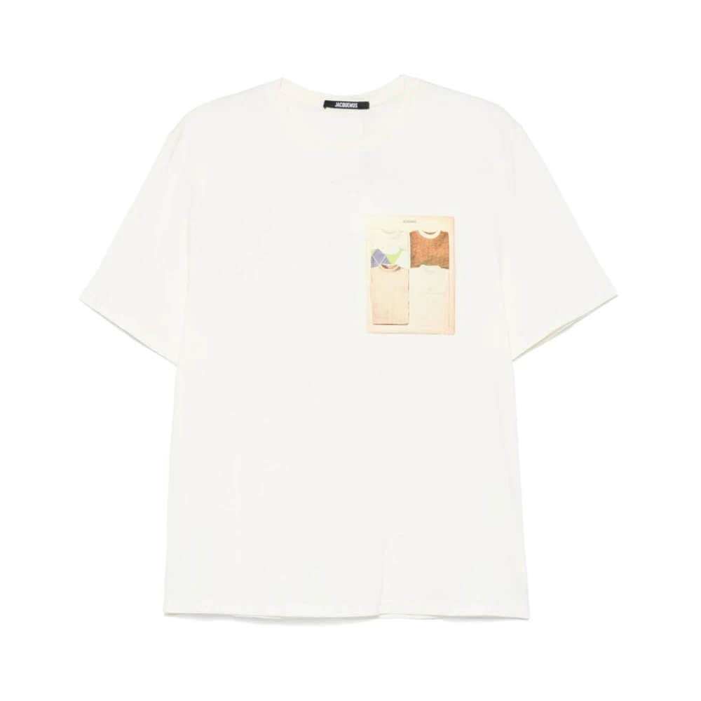 Jacquemus Wit Grafische Print Crew Neck T-shirt White Heren