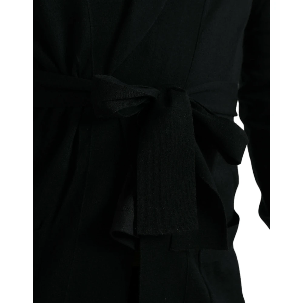 Dolce & Gabbana Luxe Zwarte Kasjmier Badjas met Tailleband Black Heren