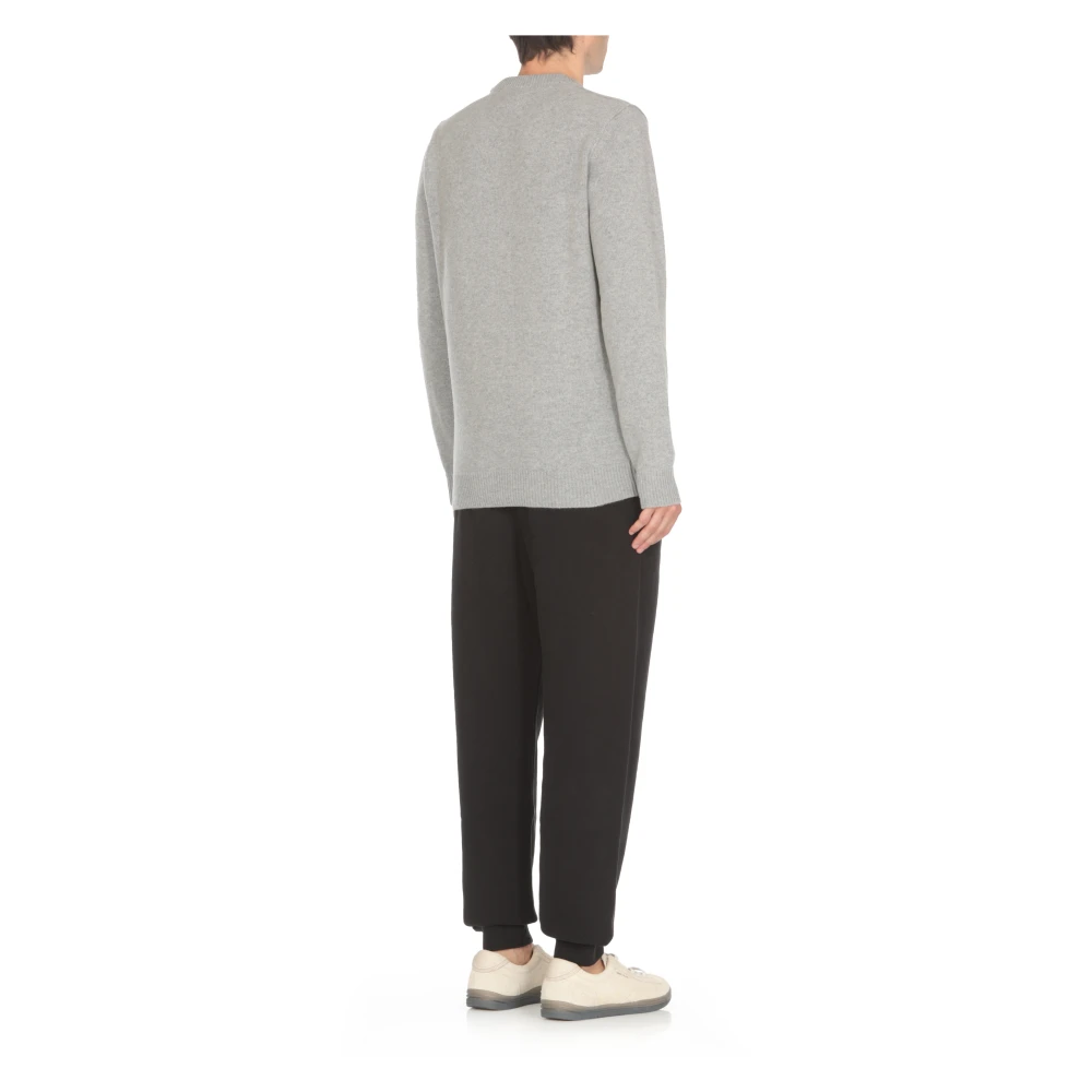 Stone Island Grijze Wollen Trui Ronde Hals Lange Mouw Gray Heren