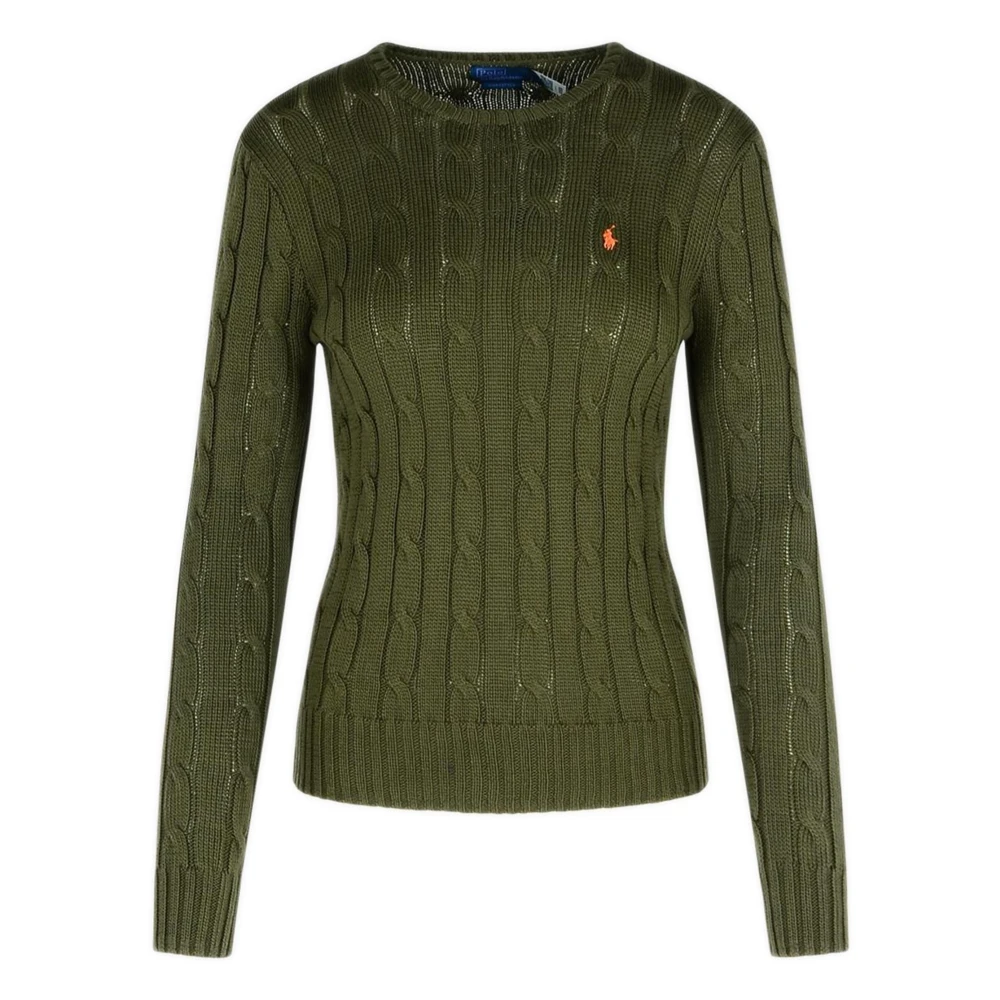Polo Ralph Lauren, Round-neck Knitwear, female, Green, S, Green Crew Neck Jumper with Pony