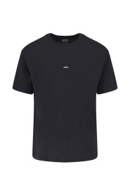 Maglietta nera in cotone con logo bianco