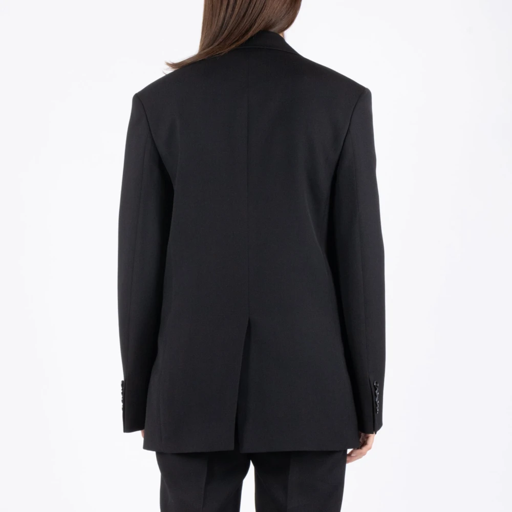 Acne Studios Zwarte Oversized Single-Breasted Jas Black Dames
