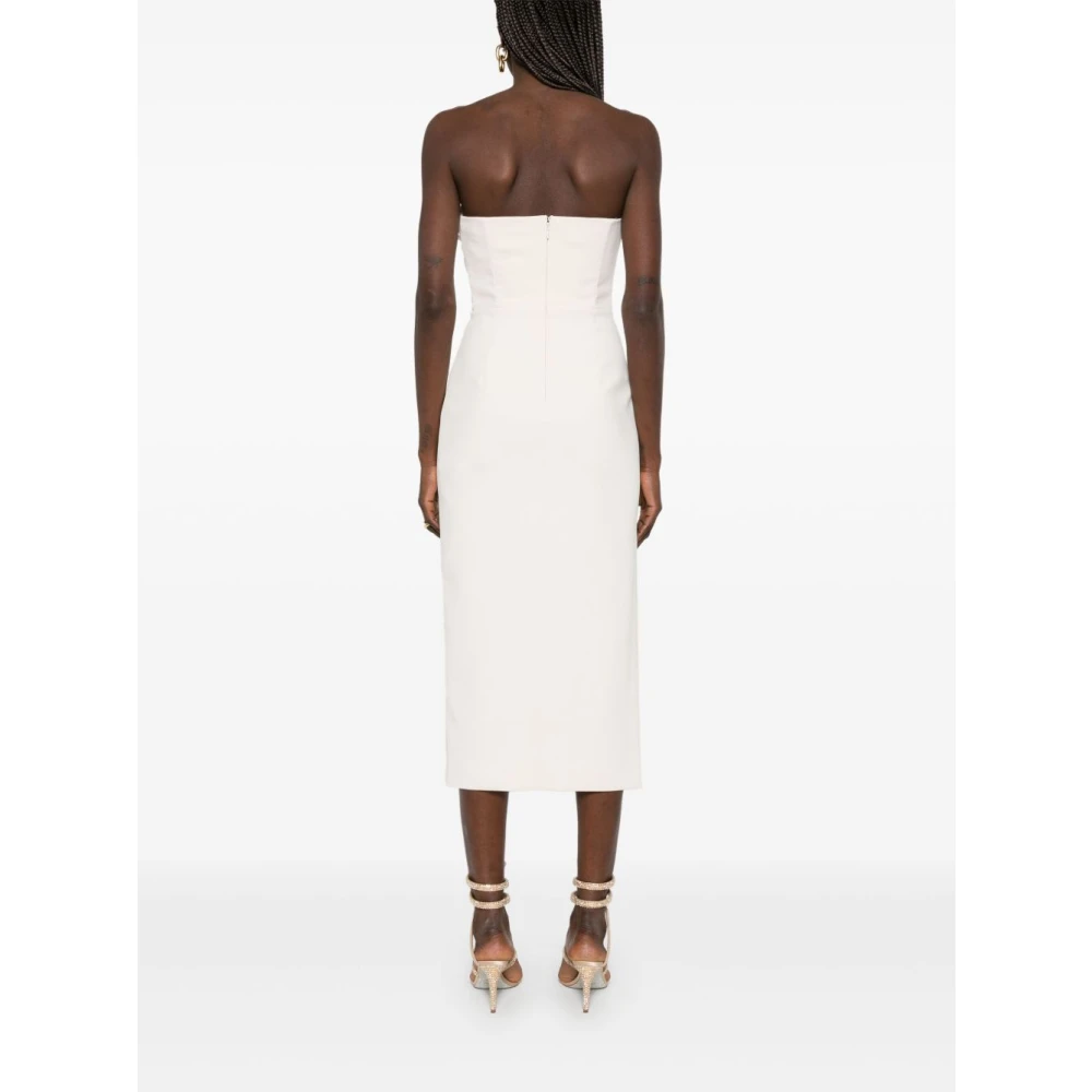 Elisabetta Franchi Strapless Midi Jurk in Licht Beige Dames