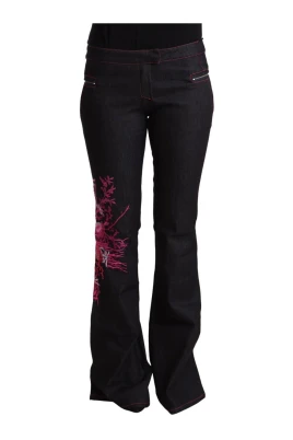 Broderade Blommiga Flared Jeans