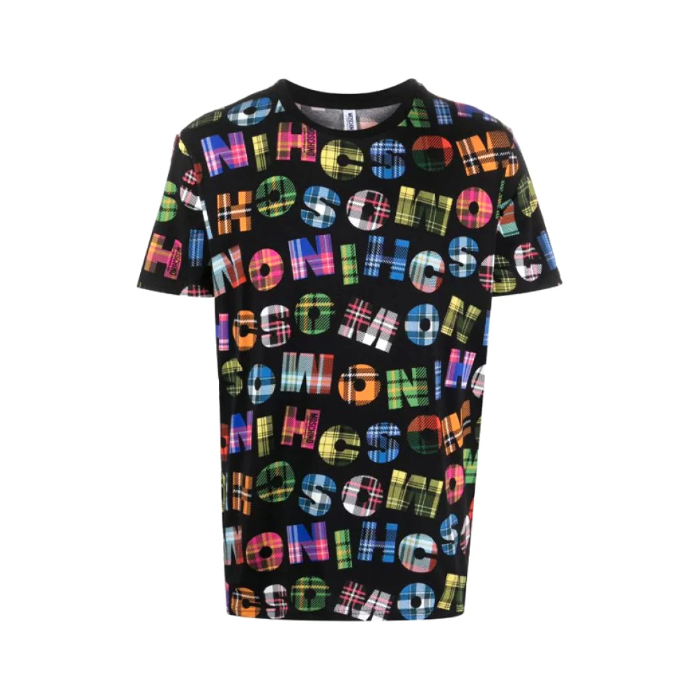 Moschino Multicolor Logo Print T-Shirt Black Heren