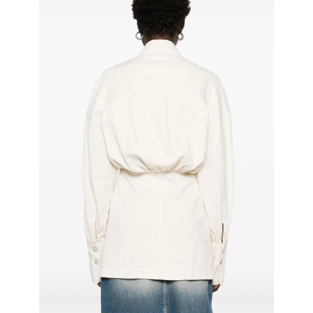 SPORTMAX Beige Geknoopte Jas met Dart Detailering Beige Dames