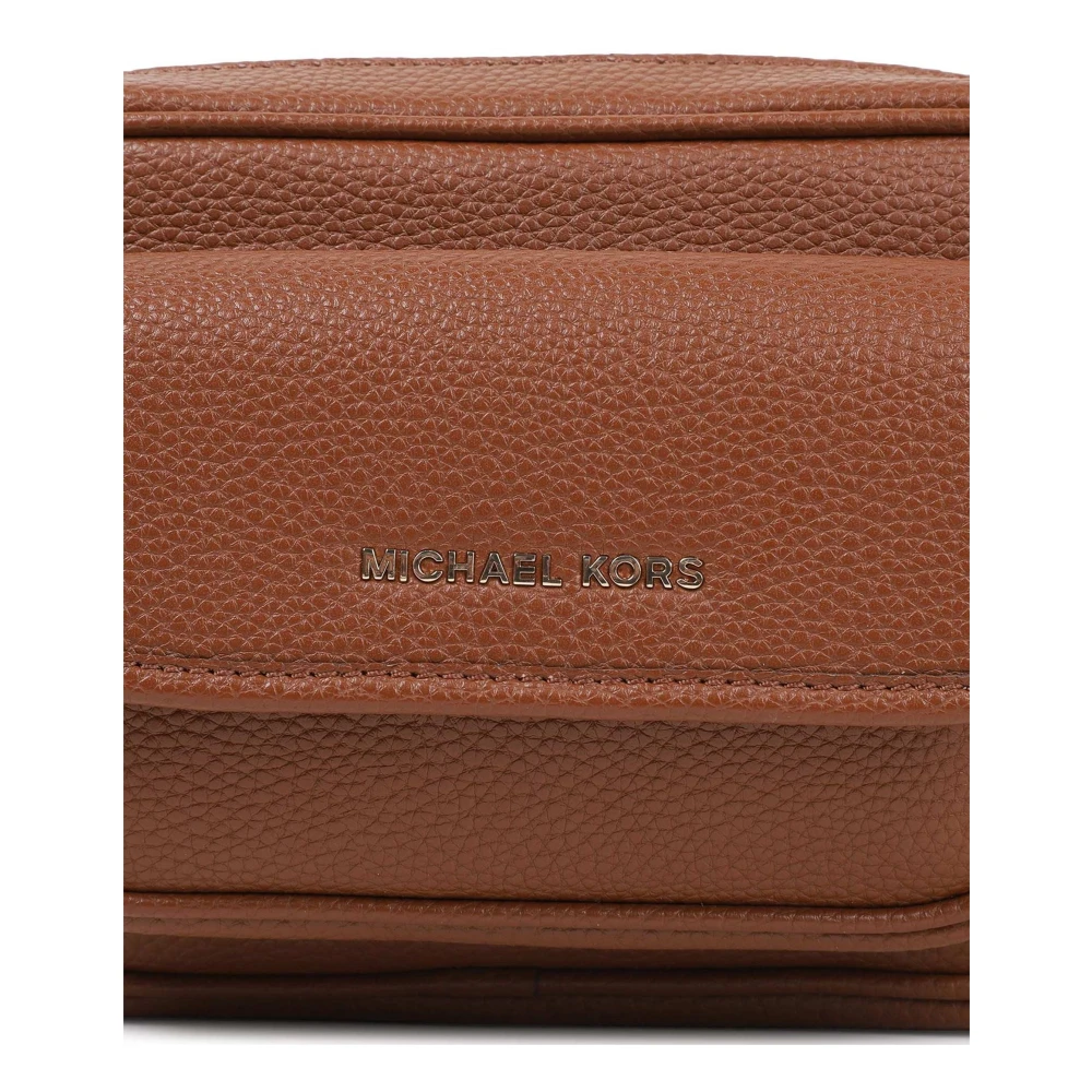 Michael Kors Elegante Schoudertas van Gecoat Stof Beige Dames
