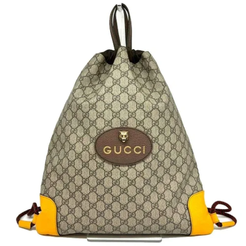 Gucci Vintage Pre-owned Canvas backpacks Beige Dames