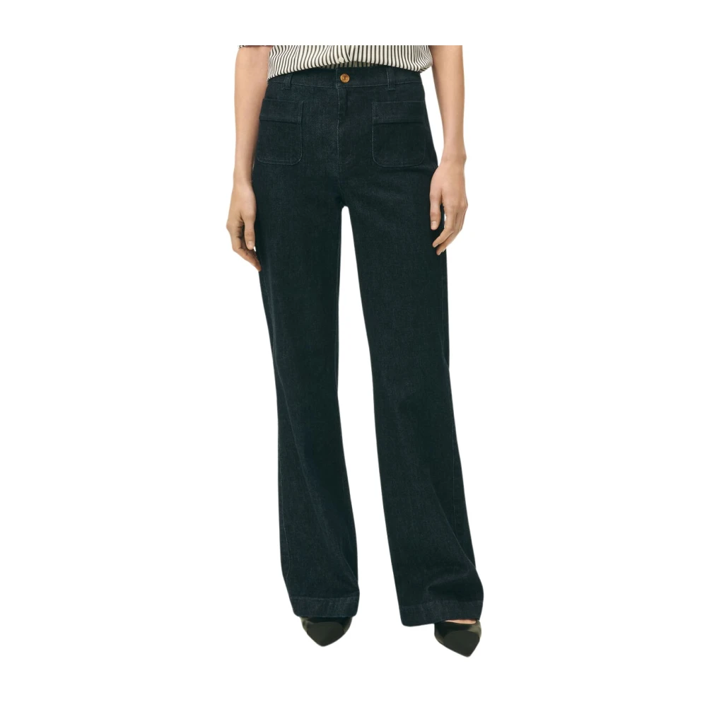 Brooks Brothers Bootcut Denim Broek met Hoge Taille Blue Dames