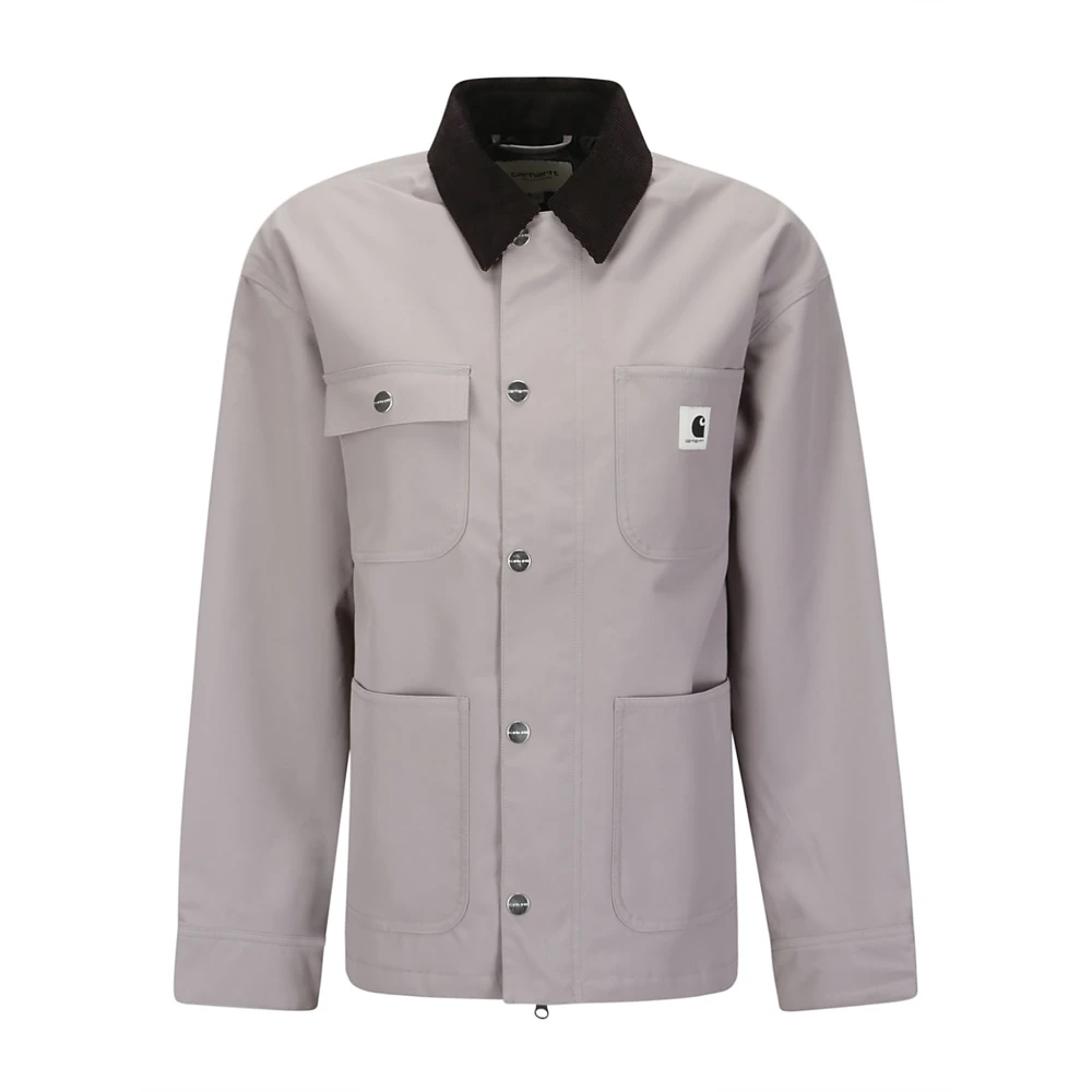 Carhartt WIP Katoenen Ritsjas met Fluweel Kraag Gray Dames